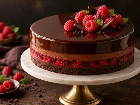 Entremets chocolat-framboise