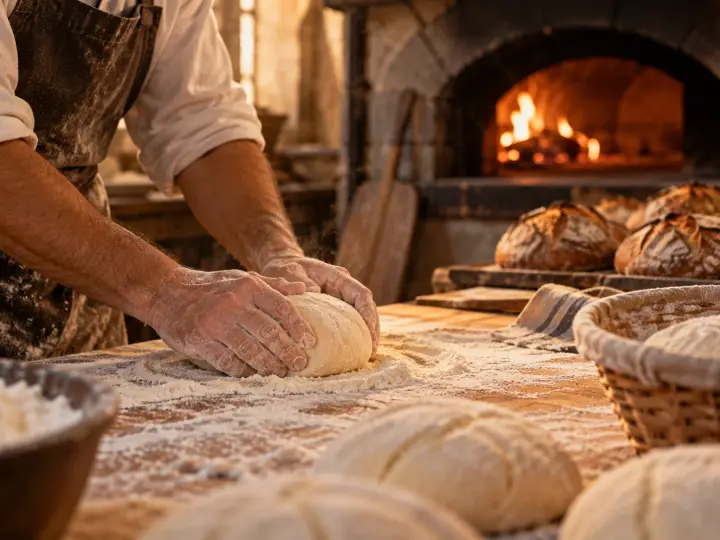 Le fournil au petit matin, mains dans la farine