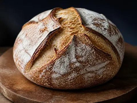 Miche de pain au levain, croûte farinée